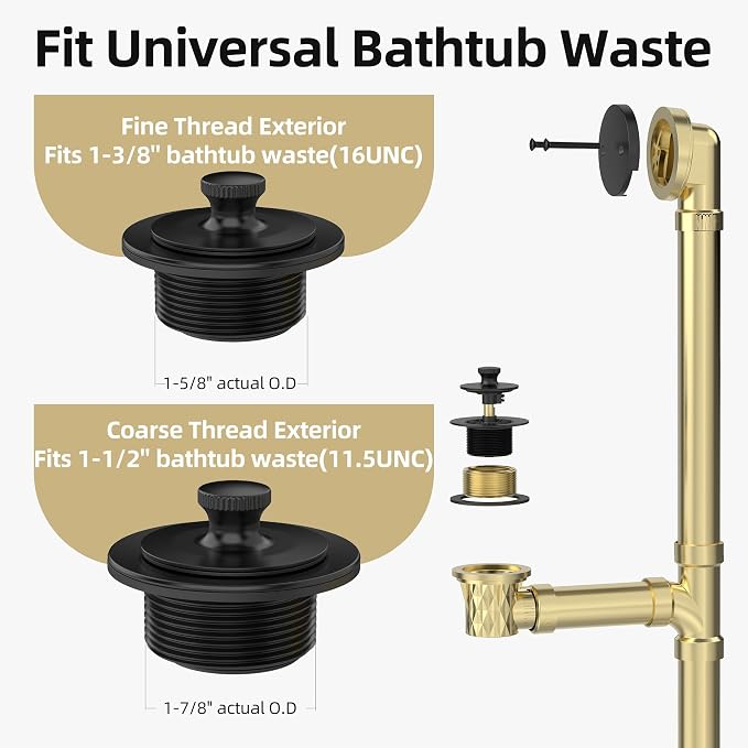Matte Black Bathtub Drain, Hair Catcher and 2-Hole Overflow Faceplate, 11.5/16 - Image 3
