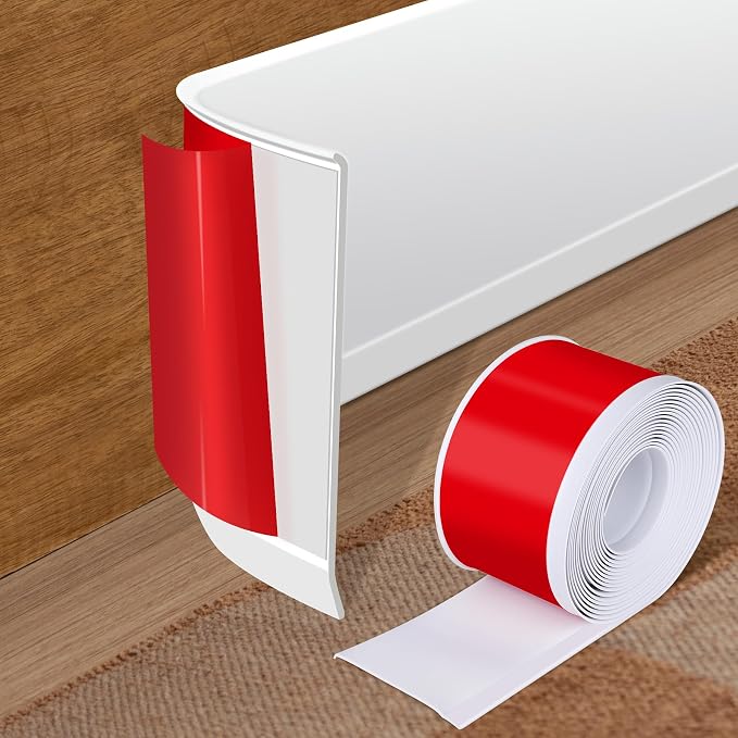 Vinyl Baseboard Molding Trim 4 Inch x 60 Feet Peel and Stick Baseboard Trim by Kikerike