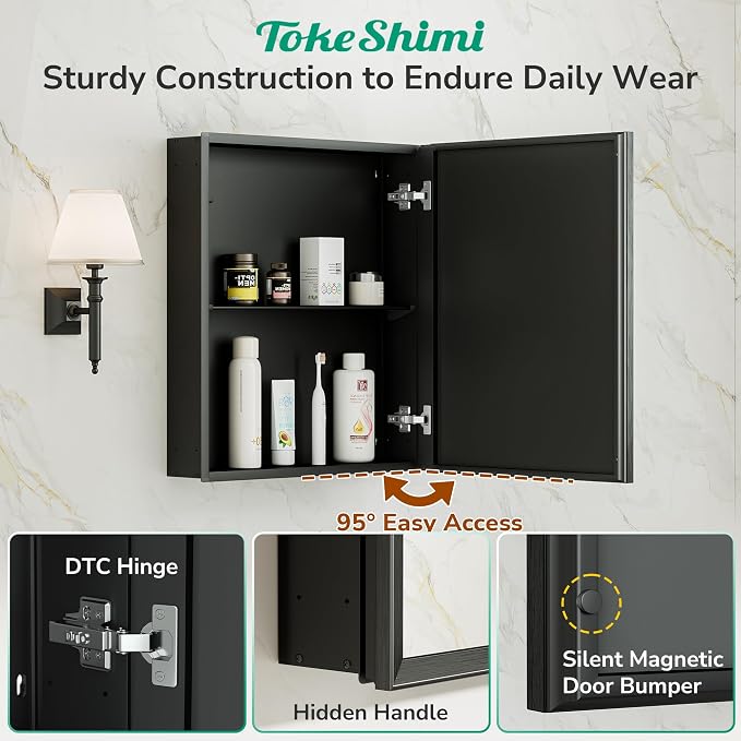 TokeShimi 14 x 18 Recessed Medicine Cabinet, Assembly Required, Stepless - Image 8