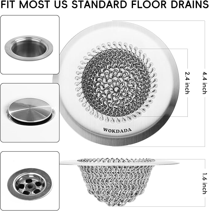2 Pack Wokdada Bathtub Drain Hair Catcher, Wokdada Fast Drainage Shower Drain - Image 4