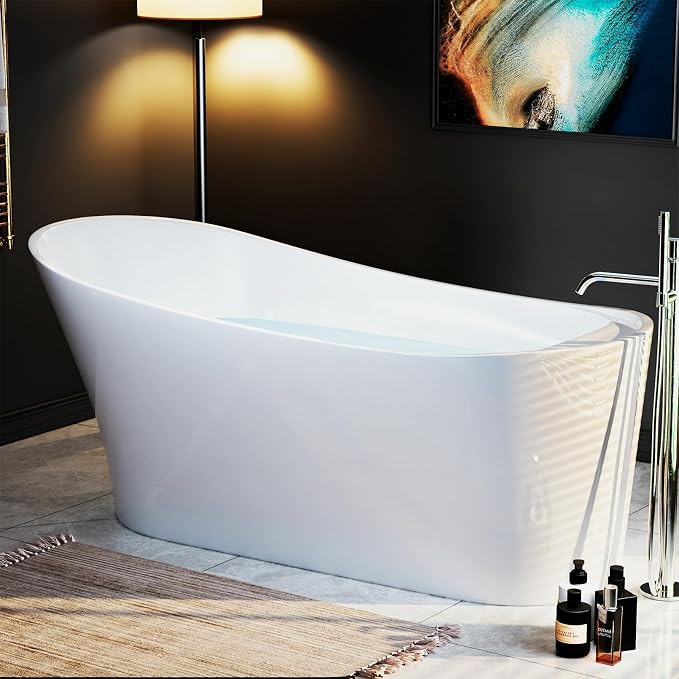 Empava Freestanding Bathtub, Non-Slip Flat Bottom, Glossy White, cUPC Certified - Image 7