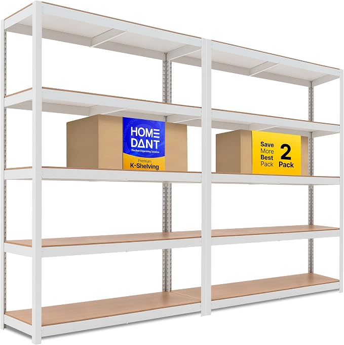 HOMEDANT House 5 Tier Laminated Metal Shelving Unit Adjustable Storage Utility by TheBestOrganizingSolution