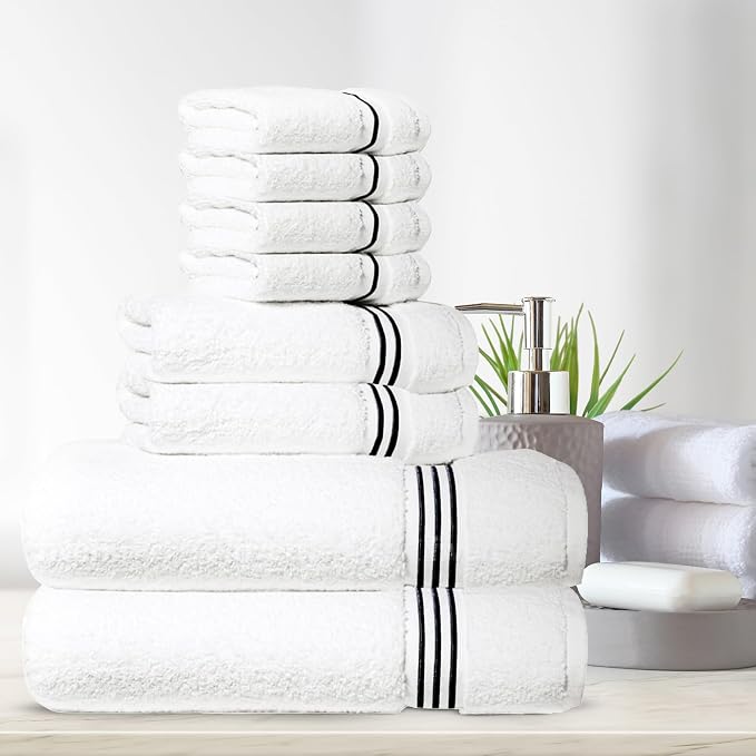 8-Piece Premium Towel Set, 2 Bath Towels, 2 Hand Towels, and 4 Wash Cloths - Image 2