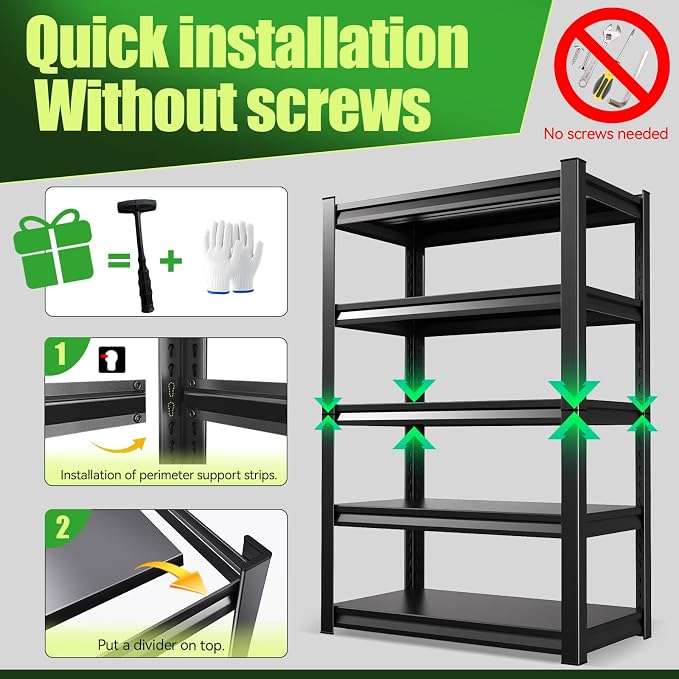 72''HXCXVVB Garage Shelving, Heavy Duty Garage Storage Shelves, Metal Shelving - Image 7