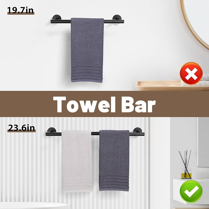 Matte Black Towel Bar Set 10 Pieces Bathroom Hardware Accessories Set Towel - Image 3