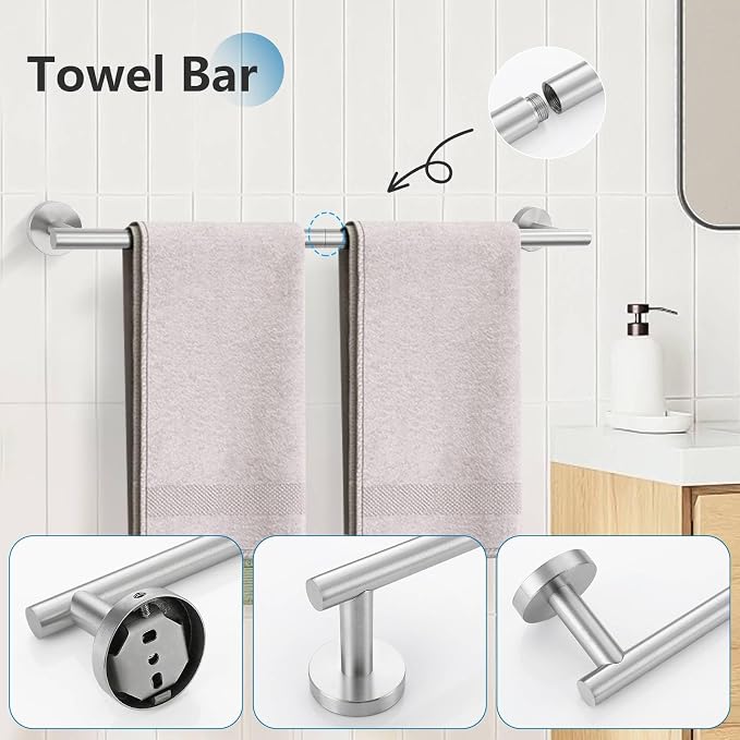 10-Piece Towel Bar Set Brushed Nickel Bathroom Hardware Set Upgraded Towel - Image 3