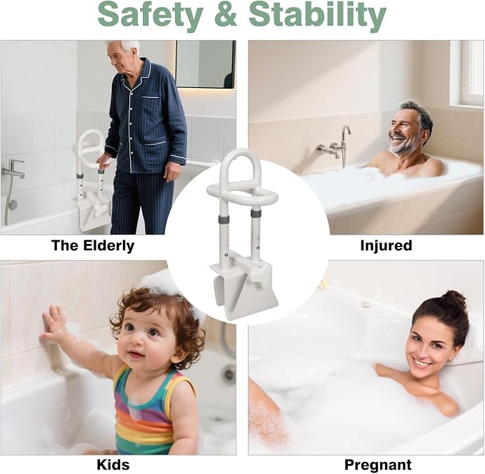YEEGO DIRECT Bathtub Safety Rail, Height Adjustable Shower Bathtub Grab Bars - Image 7