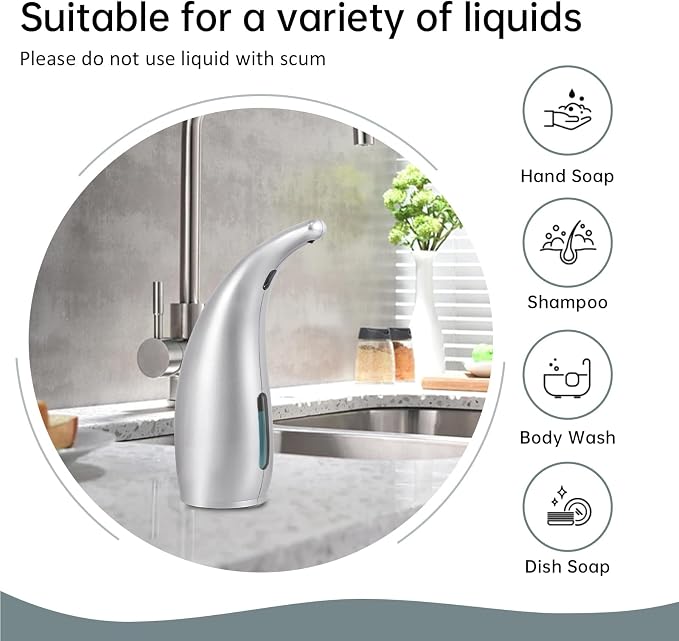 Automatic Liquid Soap Dispenser, 300ML Touchless 4 Gear Adjustable（Gray） - Image 4