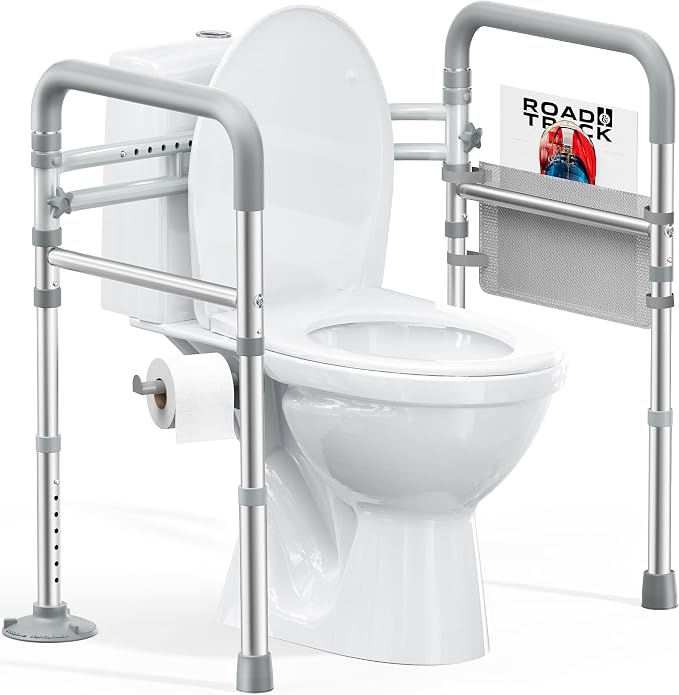 HOMLAND Toilet Safety Rails for Seniors, Adjustable Height & Width 350lb Toilet by HOMLAND