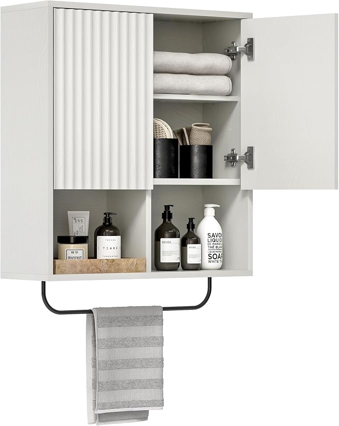 Bathroom Wall Cabinet, Fluted Wooden Medicine Cabinet Storage - Image 9