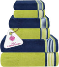 CASA COPENHAGEN He & She 6 Pieces Towel Set- California Blue + Green, 550 GSM 2 by CASACOPENHAGEN