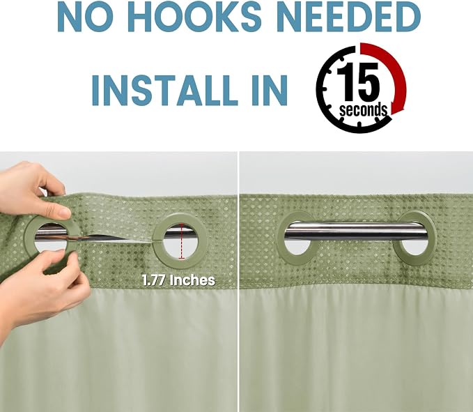 Sage Green Hotel Shower Curtain - Image 3
