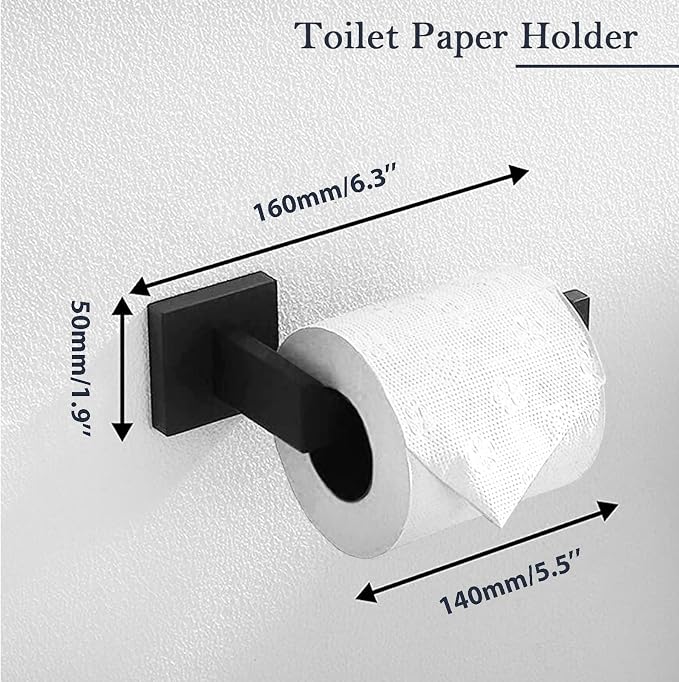 Matte Black Bathroom Accessories Set, 22.2 Inch Bath Towel Bar Set, Stainless - Image 4