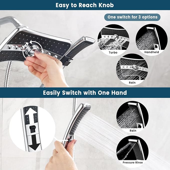 BRIGHT SHOWERS High Pressure Dual Shower Head Combo, Handheld Showerhead - Image 5