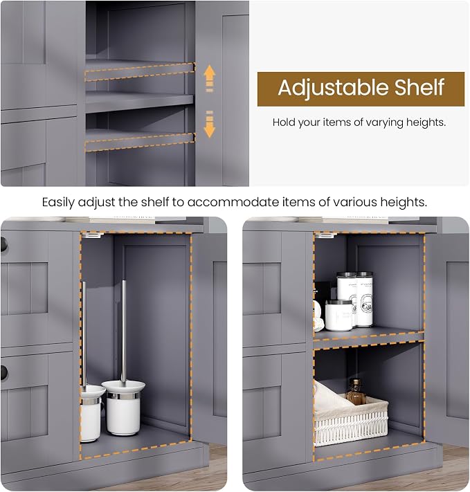 Bathroom Cabinet, Modern Bathroom Floor Storage Cabinet Organizer - Image 7