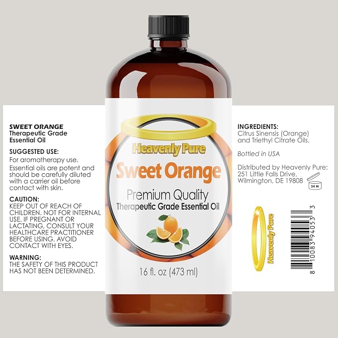 Sweet Orange Essential Oil 16 Fl Oz Large Bottle - Image 2