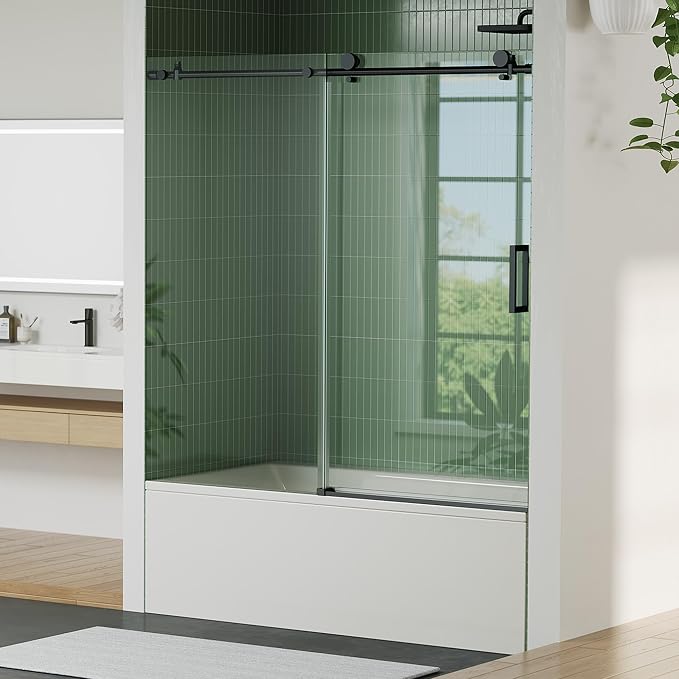 Frameless Sliding Shower Door, 6mm SGCC Tempered Clear Glass by IDEALHOUSE