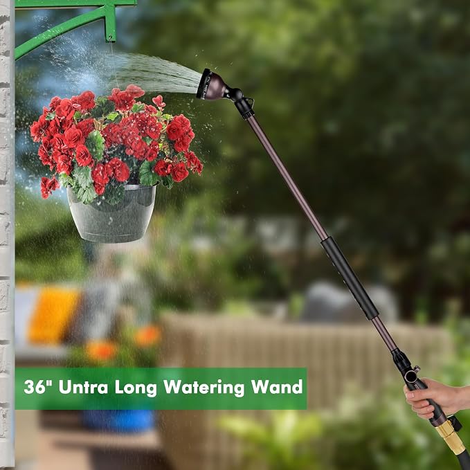 RESTMO 36”Long Watering Wand, 180° Swivel Head Metal Garden Hose Wand - Image 6