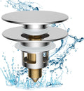 Hibbent All Metal 2 in 1 Bathroom Sink Stopper, Universal Pop Up Drain Strainer by Hibbent