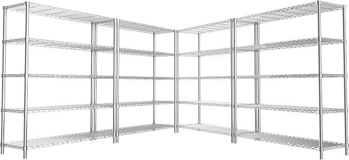 Storage Shelves Heavy Duty, 5-Tier Adjustable Metal Industrial Utility Shelf by ROOMTEC