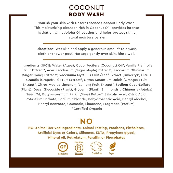 Desert Essence Coconut Body Wash - Image 2