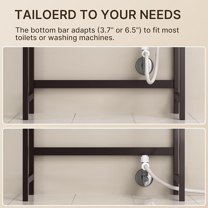 Gizoon Over The Toilet Storage, 3 Tier Bamboo Bathroom Organizer - Image 6