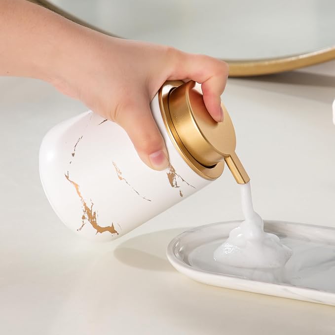 Enra Hand Foaming Gold Soap Dispenser, 12 oz Ceramic Foam Soap Dispenser - Image 5