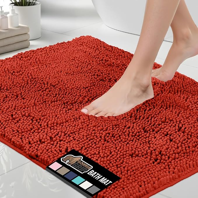 GORILLA GRIP Bath Rug Mat 30x20, Soft Absorbent Chenille, Quick Dry Microfiber by GorillaGrip