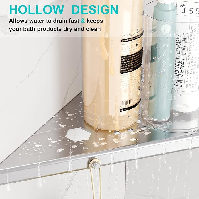 10" Bathroom Corner Shelf, 2 Pack Recessed Shower Shelf Caddy, SUS304 Stainless - Image 4