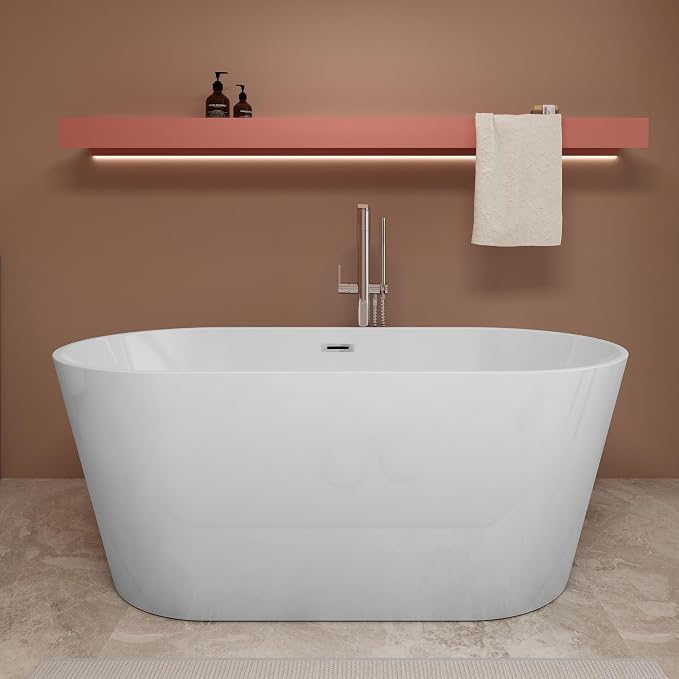 67 inch Freestanding Soaking Bathtub, Modern Stand Alone Free Standing Acrylic by WHALEKING