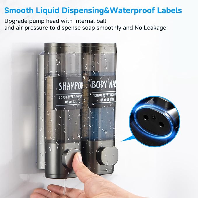 Shampoo and Conditioner Dispenser, GlintGath Shower Dispenser 2 Chamber No - Image 3