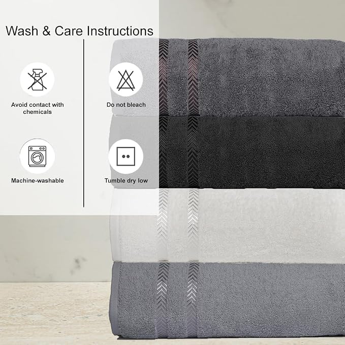 CASA COPENHAGEN Ember, 500 GSM, 27x55 Inches Large Bath Towels, Super Soft and - Image 3