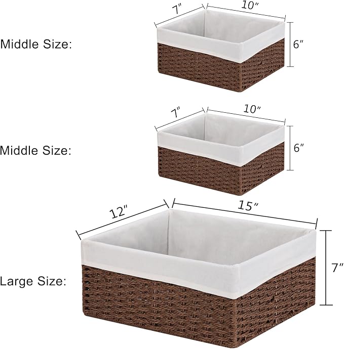 Vagusicc Wicker Basket, Decorative Rectangle Wicker Storage Basket Bins - Image 3