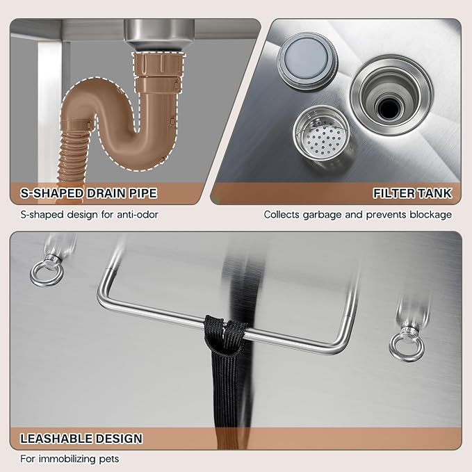 Albott 50 Inch Stainless Steel Dog Washing Station - Image 4