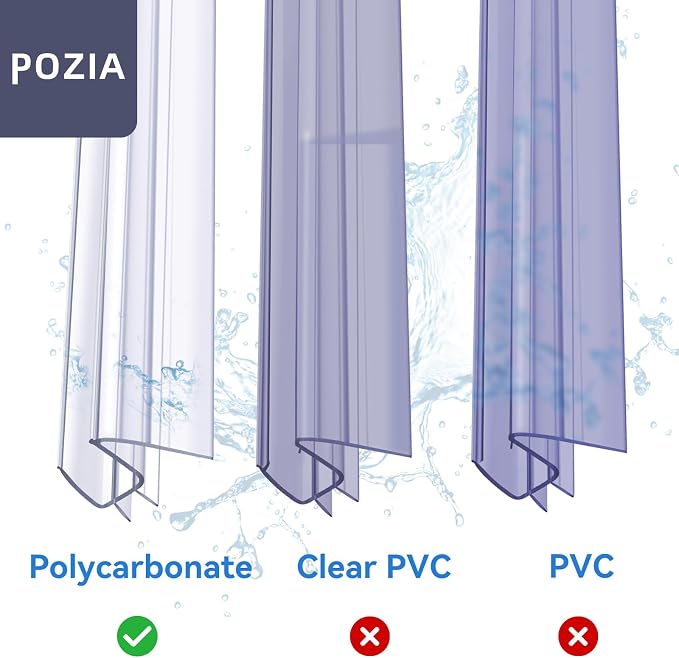 POZIA Shower Door Bottom Seal Frameless Glass Shower Door Seal Strip Clear - Image 4