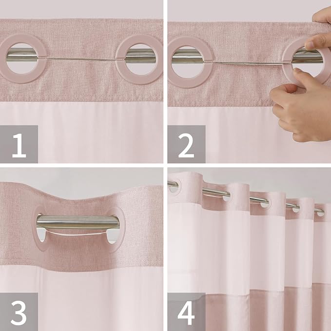 Stall No Hooks Needed Linen Textured Shower Curtain - Image 5