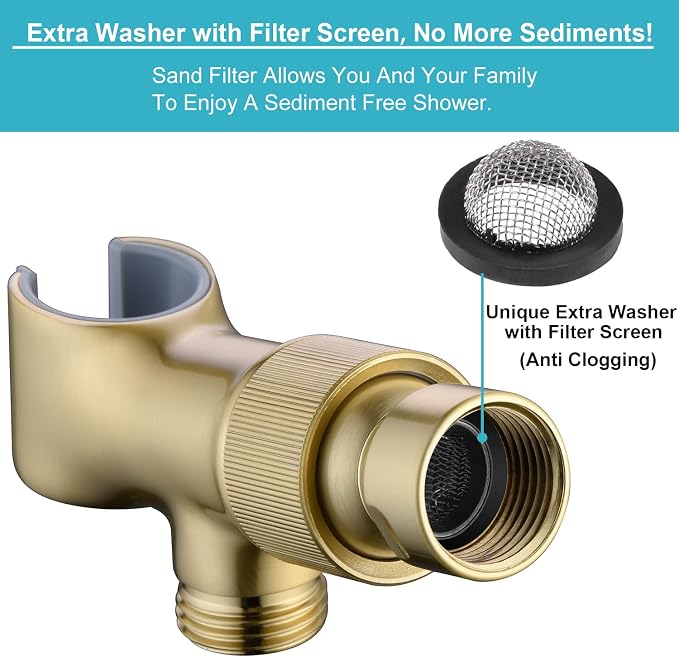 Shower Head Holder All Metal Adjustable Handheld Shower Arm Mount, 1/2" Shower - Image 6
