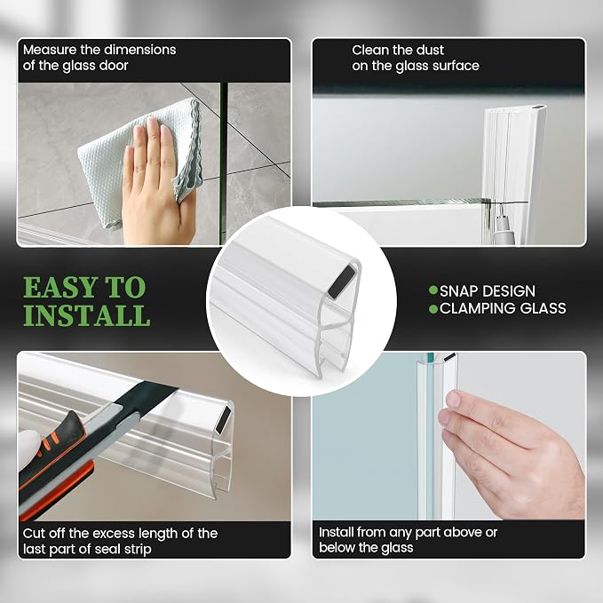 Bathroom Shower Glass Door Side Seal Strips, Length 78 Inch 2PCS Transparent - Image 9