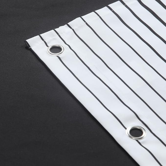 Black Shower Curtain 78 Inches Long, Modern Black and White Gradient Horizontal - Image 4