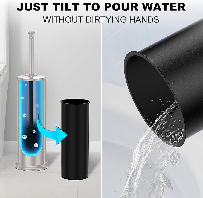 Stain Nickel Toilet Brush and Holder，Extra Long Handled Toilet Brush - Image 6