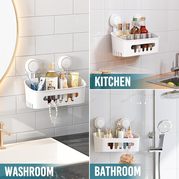 TAILI Shower Caddy Suction Cup, Heavy Duty Bathroom Organizer, Removable Shelves - Image 5