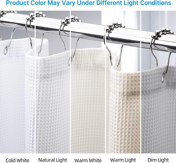 AmazerBath Extra Long Shower Curtains 84 Inches Tall, Waffle Shower Curtain - Image 3