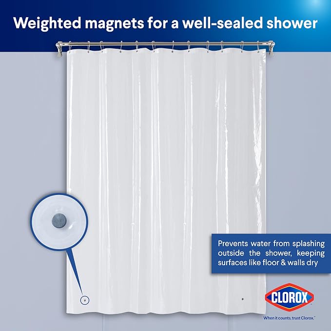 Clorox Shower Curtain Liner, Premium Lightweight Flexible Waterproof 3g PEVA - Image 8
