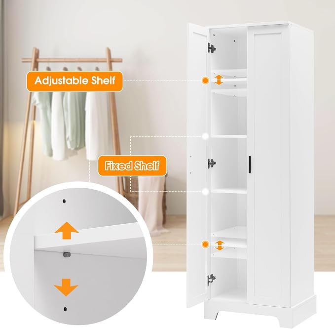 71" Tall Bathroom Storage Cabinet, Freestanding Linen Cabinet - Image 5