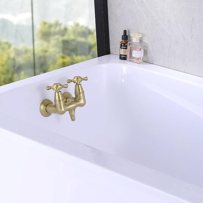 SUMERAIN 3-3/8" Tub Wall Mount Clawfoot Bathtub Faucet Two Cross Handles - Image 4