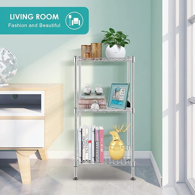 BNSPLY 3-Tier Adjustable Shelving Unit, Metal Wire Rack - Image 4