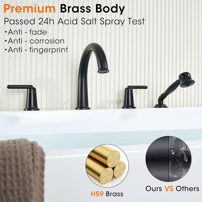 Roman Tub Faucet with Sprayer, Classic Bath Faucet Set with Brass Valve - Image 9