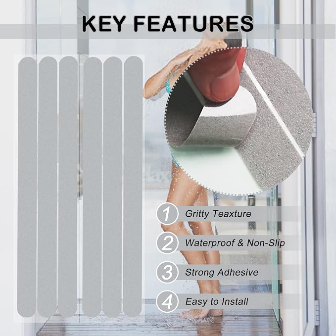 S&X Bathtub Non-Slip Stickers, Gritty Textured Slip-Resistant Treads - Image 3