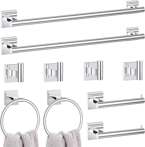 10 Pieces Polished Chrome Towel Bar Set, 23.6 Inch Bathroom Accessories Set by LairuierBathroomHardwareSet