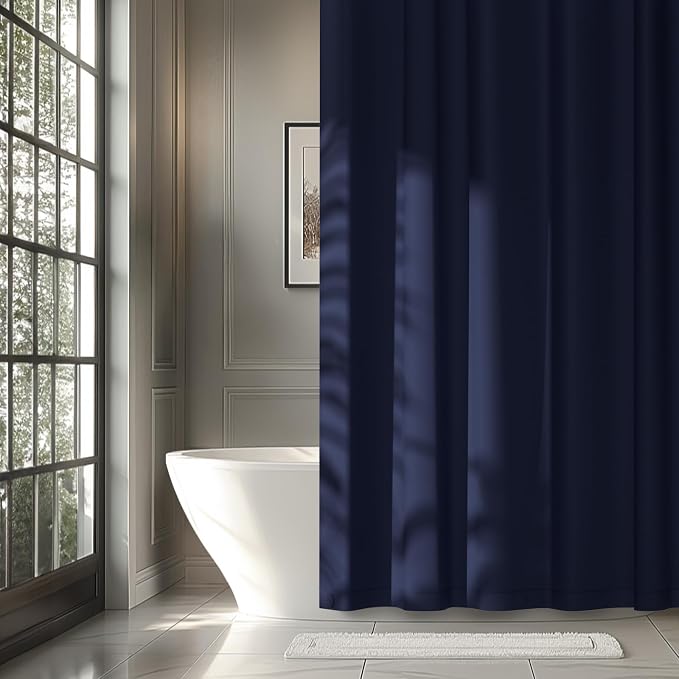 72 x 78 inch Navy Blue Extra Long Fabric Shower Curtain Liner, Waterproof Cloth - Image 7